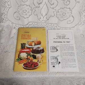 Vintage 1970s Sunbeam Portable Electric Cookery Cook Book Plus Fryer Guide
